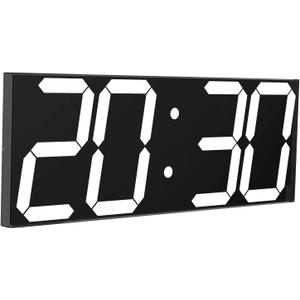 LED Large Digital Wall Clock, Oversize Wall Clock with 6 Numbers, Remote Control Count up/Countdown Timer Clock, Auto Dimmer, Big Calendar and Thermometer(White)