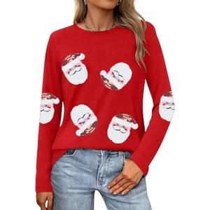 Christmas Shirts for Women Retro Pink Santa Vintage Cute Christmas Tree and Bow Graphic Xmas Vacation Tees Top (Red, XXL)