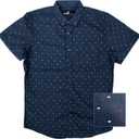 Molokai Surf Button Down Slim Fit Hawaiian Short Sleeve Shirts (Large, Fish Bones (Navy))