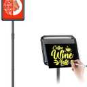 Adjustable Pedestal Floor Stand Sign Holder for 8.5*11 inches Poster or chalk board, Snap open frame,360 Rotation,Outdoor Indoor Standing Display Sign Holders for advertising ,Black