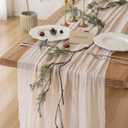 Keketoarrange 6pcs Beige Cheesecloth Table Runner Gauze Rustic 120 Inch 10 FT for Wedding Baby Shower Bridal Shower Birthday Engagement Garden Party Long Sheer Boho Spring Home Decorations