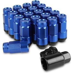 20PCS Closed End Lug Nuts M12X1.5 Wheel Rims Lug Nuts +Socket (Bule) (Blue)