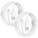 2 x Car Apple Carplay Cable, 2Pack Car Charger Cord USB A to Lightning Cable for iPhone 14/13/12/11/Pro Max/XS/XR/X/8/7/6 Plus/SE, iPad 9/8/7/6/5, iPad mini 5/4/3/2, Air 3/2 Fast Charging Cord 3FT White