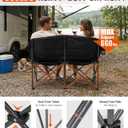 KingCamp Double Camping Chair, Oversized Heavy Duty 660lbs Loveseat for Adults Portable Folding XL 2 Person Couch Padded Comfortable Two Seat with Cup Holder for Outdoor Lawn Backyard, Black