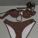 Jillumi Bikini Sets for Women Underwire Bathing Suit Two Piece Swimsuit High Cut Cheeky Cute Swimwear Coffee, S