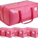 VTSVTS 3 Pack Extra Heavy Duty Large Moving Bags with Comfortable Handle & Strong Zipper,Storage Totes for Space Saving Moving Storage College Supplies Alternative to Moving Box,Pink