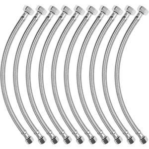 Miucui [10-Pack 48 Inch] 1/2" FIP x 3/8" COMP Faucet Supply Lines, Bathroom Faucet Hose Connector, 304 Stainless Steel Braided Water Supply Line