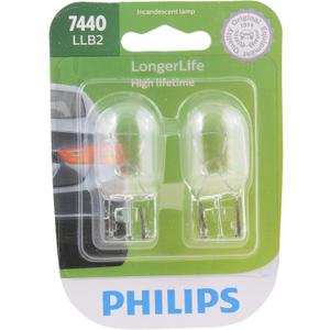 Philips 7440LLB2 7440 LongerLife Miniature Bulb, 2 Pack