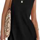 NENONA Women's Summer Sleeveless Sweater Lounge Sets Casual Loose Fit Tunic Tops and Shorts 2 Piece Beach Vacation Outfits (Large, Black)