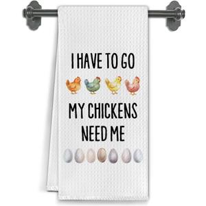 Funny Chicken Kitchen Towels, Chicken Lover Mom Lady Gifts Dish Tea Towels for Kitchen Decor, Humor Farm Animal Rooster Hen Hand Towels for Bathroom Decor, 16x24 Inch
