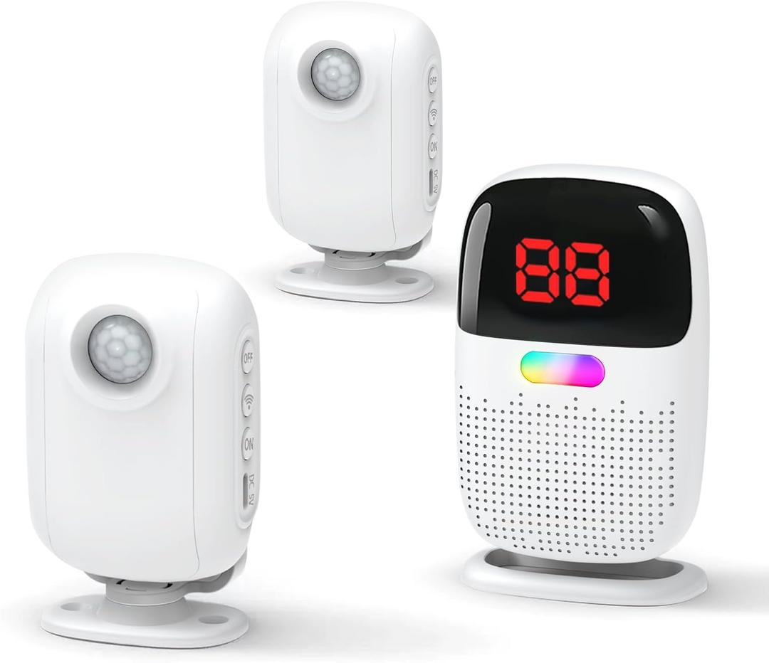 PILSAMAS Bed Alarms for Elderly Dementia Patients - Digital Sensor ID Display & Clip-On Caregiver Pager, Wirelss 1000ft Range, No Month Fee, Motion Sensors for Fall & Room Exit Alerts