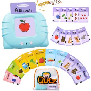 QuTZ ABC Talking Flash Cards for Toddlers 2-4, Autism Toys, Speech Therapy Toys, Educational ABC Learning Talking Sight Words Flash Cards Kindergarten for Boys and Girls, 248 Sight Words Blue, Pack of 2