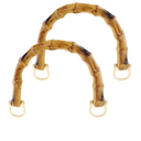 Piutouyar 4pcs U-Shaped Handbag Handles Bamboo Purses Handles Imitation Bamboo Handle Replacement Resin Purse Handbag Handles for Bag Making with Gold Metal Buckle, Brown Color