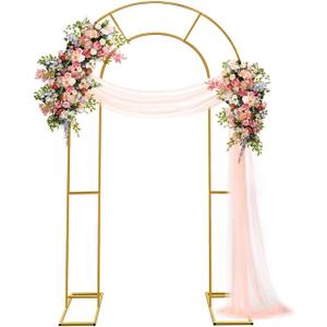 Double Arch Backdrop Stand Metal Open Arch Backdrop Frame U Shaped Wedding Arches for Ceremony Baby Shower Garden Birthday Party Decoration (Gold, 6FT3FT)