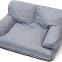 Pet Sofa Bed, Vintage Cat Dog Faux Leather Sofa with Non-Slip Bottom for Dogs Cats (Grey, Medium)