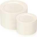 I00000 200 Pcs Ivory Plastic Plates, Disposable Party Plates Include 100 Ivory Dinner Plate 10 and 100 Plastic Dessert Plate 7 Perfect for Birthday, Party & Wedding