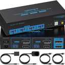 4K@120Hz Kvm Switch 2 Monitors 2 Computers 8K@60Hz HDMI Displayport Dual Monitor KVM Switches 2 Ports for 2 PC Share Mouse Keyboard and 2 Screens with USB 3.0 Cables and Extended Controller