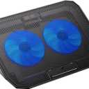 KYOLLY Ultra Slim Laptop Cooling Pad with 2 Quiet Big Fans, 5 Height Adjustable Ergonomic Stand, Portable Cooler for 10-15.6 Inch Laptops, Speed Control and 2 USB Ports