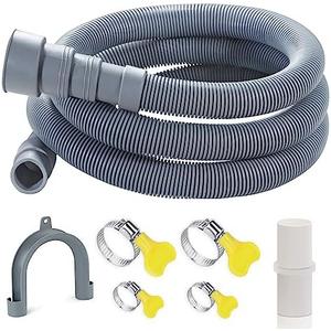 Elyfree 6.5 Feet Washing Machine Drain Hose Universal, Flexible Washer Drain Hose Extension Kits Corrugated Dishwasher Hose w/ 1 Adapter 4 Clamps 1 U-Bend Holder