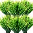 Ysleen 40 Bundles Artificial Grasses Outdoor UV Resistant Fake Plants No Fade Faux Grass Plastic Wheat Grass Greenery Shrubs Garden Porch Window Box Decorating Craft
