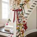 Chuangdi 30 Pcs Vintage Velvet Ribbon Bows Ornaments 5x9 in Colorful Pre-Tied Long Christmas Velvet Bows Tree Decorations Double Faced Gift Wrapping Bow for Wreath Garland Staircase Home Decoration (Red,green,gold)