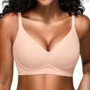 Wireless Jelly Bras for Women No Underwire - S-2XL Seamless Padded T-Shirt Bralette with Support, Full Coverage Comfort Bra (Medium, Pink)