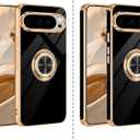 Tnarru Designed for Google Pixel 10/Pixel 10 Pro Case with Ring Stand, Support Magnetic Car Mount Rotating Finger Holder Soft TPU Cover Plating Edge Slim Phone Case for Pixel 10/10 Pro 5G Black