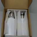 Foaming Soap Dispenser Set, 12 Oz Glass Hand Soap Dispenser with 304 Rust Proof Stainless Steel Pump, Waterproof Labels, for Bathroom Decor Kitchen College Dorm, White Silver Pump 2 Pack