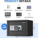 0.6 Cubic Feet Safe Box with Digital Keypad Lock & Keys, Home Safe Money Box for Cash, Documents, Medicine & Jewelry, Security Digital Safe in Home, Hotel or Business