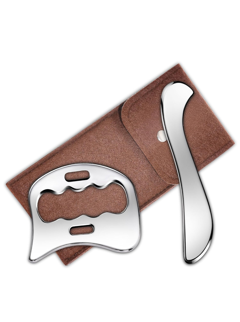 2-in-1 Stainless Steel Gua Sha Muscle Scraper Tool, Myofascial Scraping Tools for Physical Therapy, Lymphatic Drainage Massager, Soft Tissue Massage Tool (S+D)