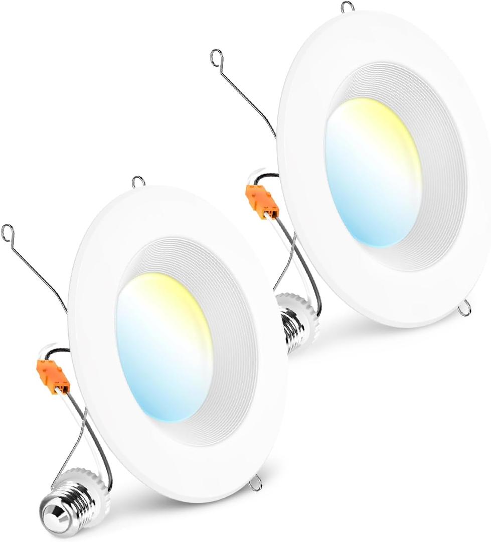 Sunco LED Recessed Lighting 6 Inch, Retrofit Can Lights, 965LM, 13W (100W Equivalent), Selectable CCT 2700K/3000K/3500K/4000K/5000K, Dimmable, Baffle Trim, Damp Rated UL 2 Pack