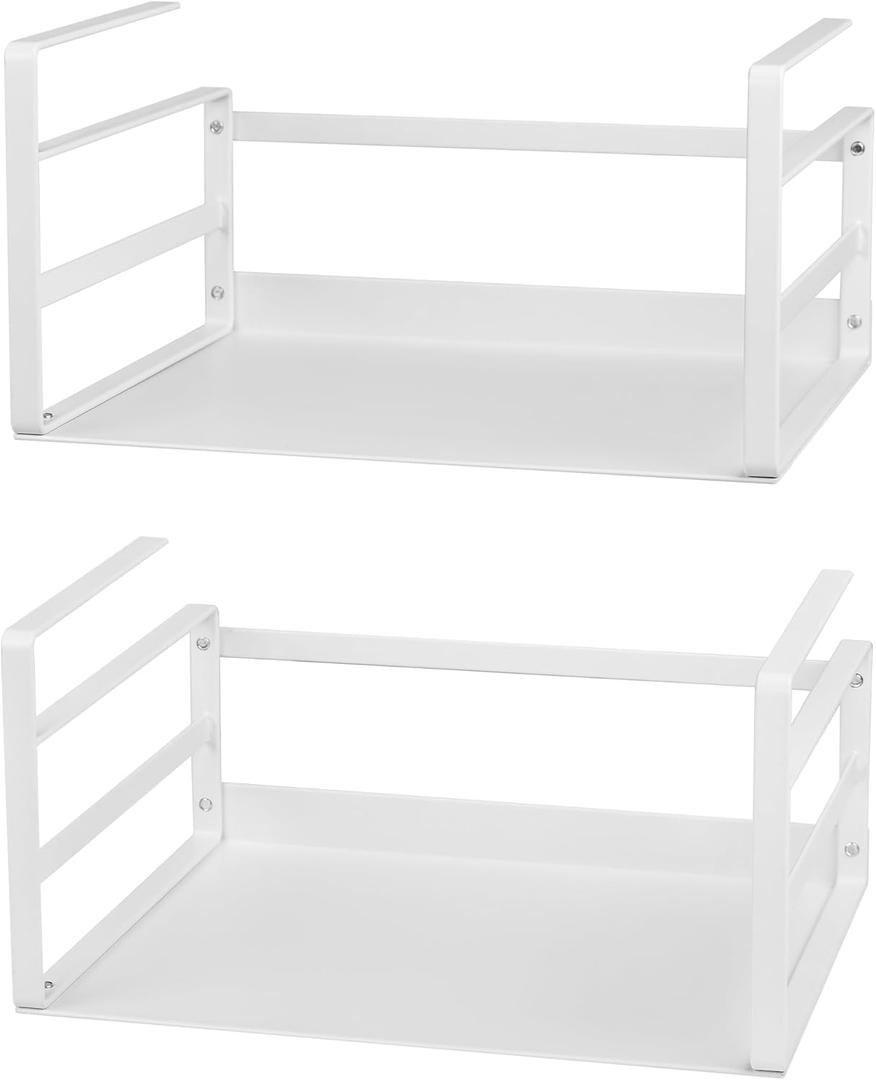Nxconsu 2Pack Under Shelf Storage Basket Organizer Hanging Holder for Cabinet Pantry Kitchen Cupboard Desk Counter Bookshelf Organization Add-on Space Saver Heavy Duty Slide-in White Small (8.9"D x 11.02"W x 5.75"H)