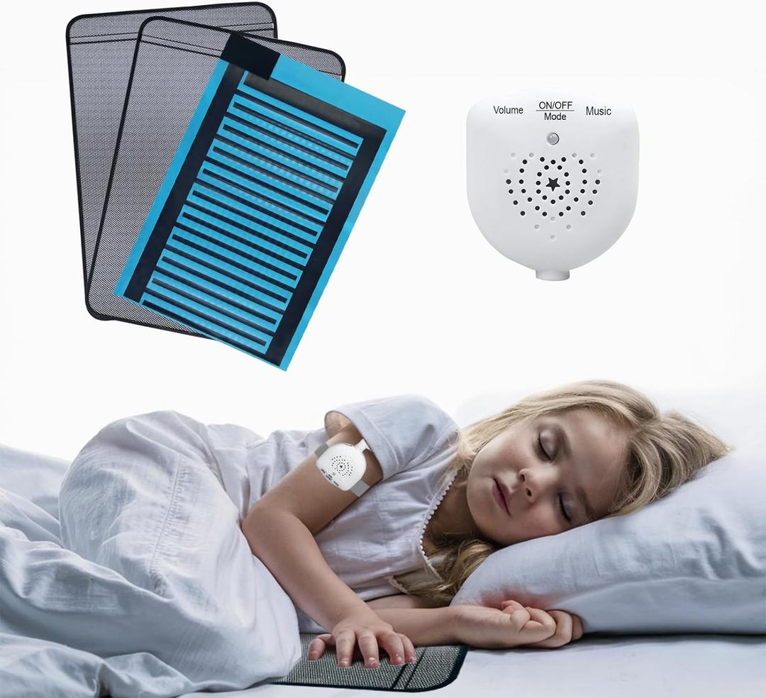 Bedwetting Alarm Pad for Boys and Girls, USB Rechargeable, Pee Alarm with Music Optional and Volume Control, Potty Training Urinary Mat for Children,Black