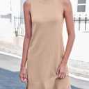 Chang Yun Women's Sleeveless Turtleneck Sweater Dresses 2025 Casual Knit Pullover Sweaters Dressy Bodycon Tank Mini Dress (Khaki)