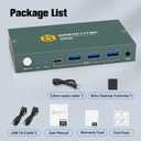 USB3.0 KVM Switch 2 Port HDMI, 4K@60Hz KVM Switch 1 Monitors 2 Computers with 3 USB3.0 Ports, HDMI KVM Switches for 2 PCs Share 1 Monitors and USB Devices, Support Button Switch, EDID
