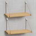 2 Pack Fabric Wall Cubicle Shelf with 40 Lbs Metal Hooks for Wall Decor, 11.8'' Solid Wooden Hanging Organizer Storage Shelf with Hangers Cubicle Accessories for Women Men Desk Office