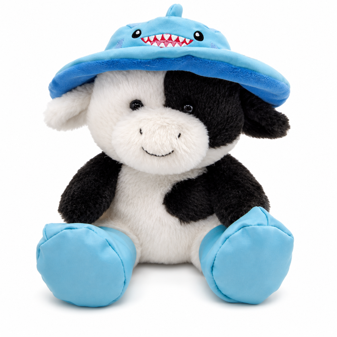 Holiday Home Spring Raindrop Cow with Hat Plush - Blue
