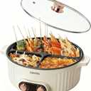 Electric Hot Pot Cooker with Divider, 4 Compartment Hotpot Pot, 2000W Shabu Shabu Pot Electric with Non-Stick, 5Qt Hot Pots for Indoor Cooking, Family Party