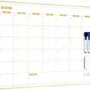 ARCOBIS Monthly Calendar Whiteboard for Wall, 24" x 18" Magnetic Dry Erase Calendar with Gold Frame, Wall Hanging Planner for Home, Office, School