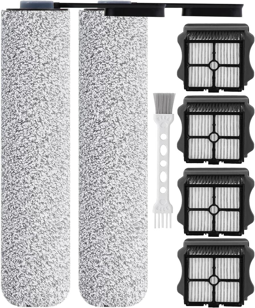 for ONE S5 Bluefor ONE S5 Pro 2Roller Brush and Filters for Tineco Floor ONE S5 /Floor One S5 Pro Cordless Wet Dry Vacuum Cleaner, Replacement Parts Include 2 Brush Rollers,4 Filters