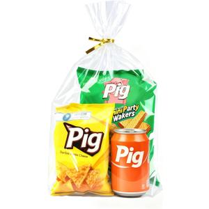 PigPotParty 12"x 16", 100Pcs Bottom Gusset Bags, Clear Plastic Cellophane Mug Treat Goodie Gift Bags with 100x Twist Ties, Large Party Favor Packaging, Toy Wrapping (No Side Gusset)