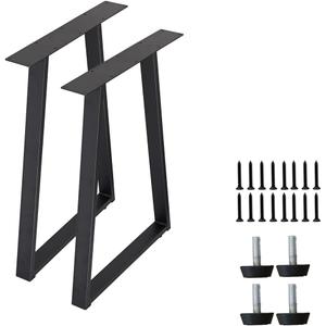 Metal Table Desk Legs 28 Inches Set of 2 Trapezoid-Shape Dining Table Legs Steel Furniture Legs, Heavy Duty, DIY, Matte Black