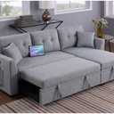 81.5" Reversible Sleeper Sectional Sofabed L-Shaped Corner Pull Out Sleeper Couch Bed with Reversible Storage Chaise and 2 Pillows, Modern Convertible Corner Sleeper Sectional Sofa for Living Room