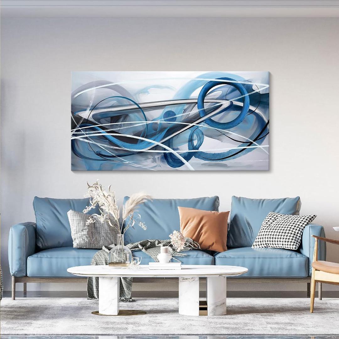 YDYSUNE Blue Abstract Wall Art Modern Canvas Wall Paintings Abstract Artwork for Living Room Pictures for Bedroom Wall Decor Office Home Decor 24x48 IN