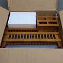 Greenual Teak Dish Drying Rack with Utensil Holder, 2 Tier Collapsible Dish Rack, Wooden Dish Racks for Kitchen Counter, Folding Drying Holder with Absorbent Dish Drying Mat