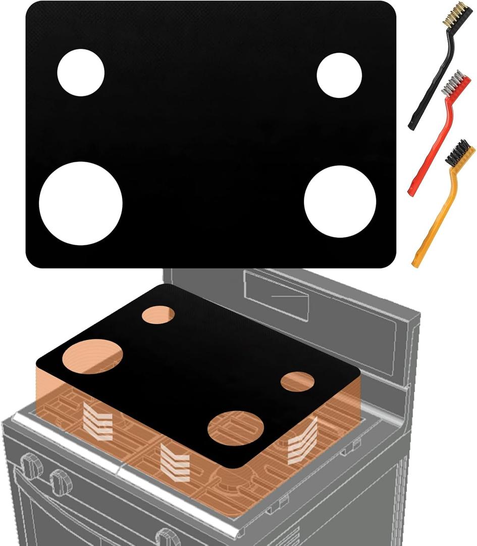 Stove Top Protector for Whirlpool Gas Stove 4 Burner - Compatible with WFG320M0BS WFG320M0BB WFG320M0BW WFG320M0MW WFG320M0MS, Reusable Stove Cover Liners & Splatter Guard