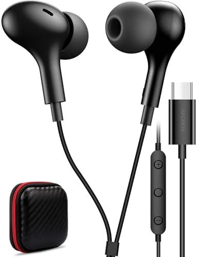 USB C Headphone for Samsung S25 FE S24 A16 A17 Wired Earbuds Magnetic in-Ear Type C Earphone with Microphone Volume Control Bass Stereo Noise Canceling for iPhone 17 Pro Max Air 16 16e 15 Pixel 10 9a