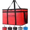 Bodaon 10-Pack Insulated Food Delivery Bag for Commercial Delivery, XXX-Large Grocey Shopping Bag for Catering, Cooler/Thermal Bags for Pizza, Red