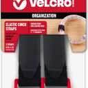 VELCRO Brand Elastic Cinch Straps with Buckle | 2 Count | Adjustable and Stretch for Snug Fit | for Fastening Power Cords Organizing Cables, More | Black, s - 8in x 1in (VEL-30095-USA)