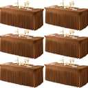 6 Packs Brown Table Clothes for 8 Foot Rectangle Tables, One-Piece Wrinkle Resistant Stretch Spandex Table Covers with Skirt for Event Banquet Wedding Birthday Party